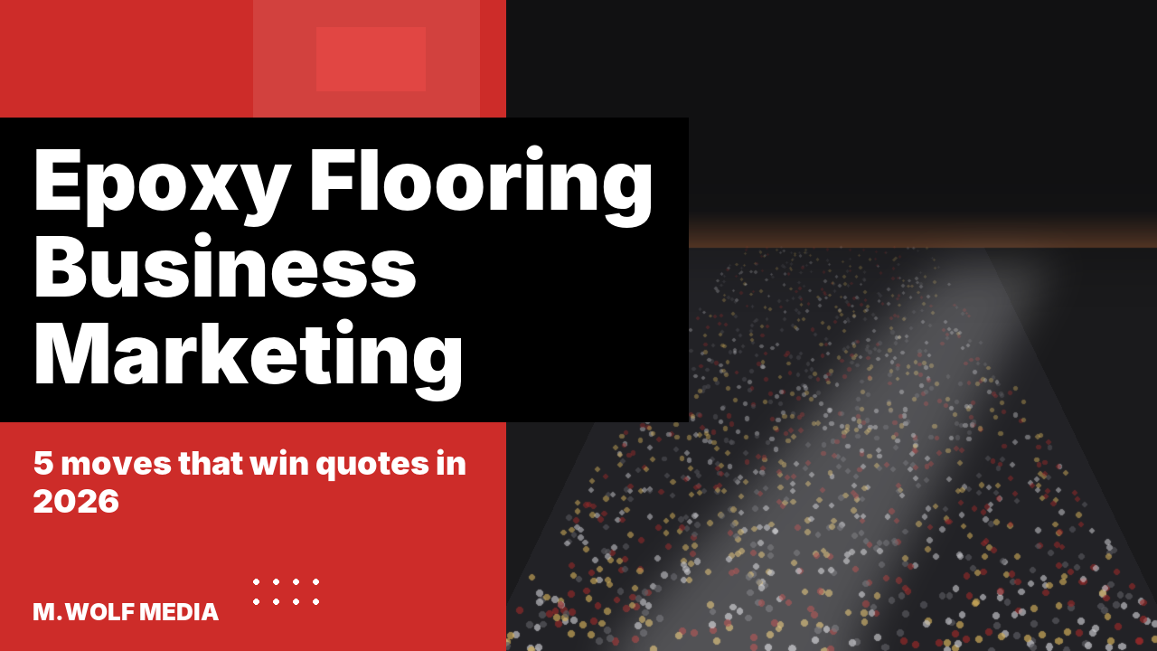 Epoxy flooring business marketing - a glossy metallic-flake garage floor with a squeegee sheen streak